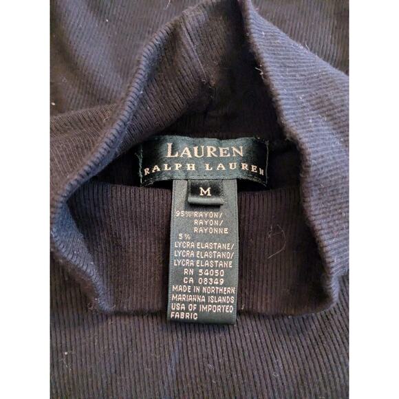 Lauren Ralph Lauren | Women’s Medium Black Ribbed Mock Neck Sweater Pullover - Picture 6 of 8